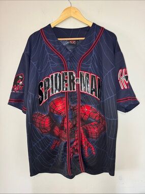 Vintage 2002 Spiderman Baseball Jersey / Large / AOP